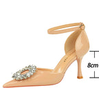 Rhinestone High Heel Buckle Pumps in Patent Leather for Women - Sexy Party Shoes