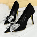 Rhinestone Bowknot Women Pumps - Luxury High Heels for Fashion Banquets