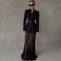 One Button Fishtail Skirt Suit