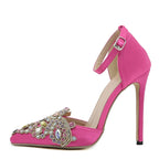 Crystal Diamond Pointed Toe Stiletto Heels for Wedding Prom