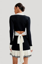 Elegant Lace-Up A-Line Mini Dress