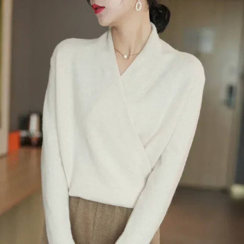 | Women's Winter Wrap V Neck Knit Sweater