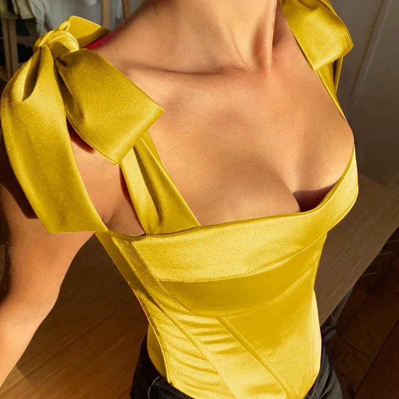 Vintage Bow Tie Stain Strapless
