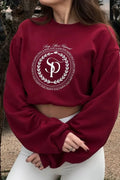 Spring new European and American women's sweatshirt, a laid-back American letter print short round-neck top for ladies