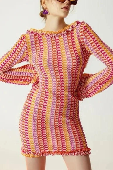 Slim Fit Mini Dress with Long Sleejson Back