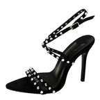 Metal Rivet Ankle Strap Sandals for Women
