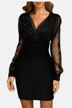 V-Neck Bodycon Mini Dress