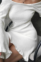 Lace-Up Long Sleeve Mini Dress with High Waist