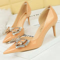 Bowknot Design Kitten Heel Rhinestone Luxury Banquet Pumps for Women
