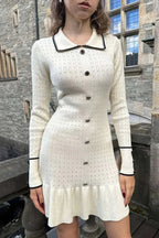 Elegant Slim Fit Mini Dress with Long Sleeves