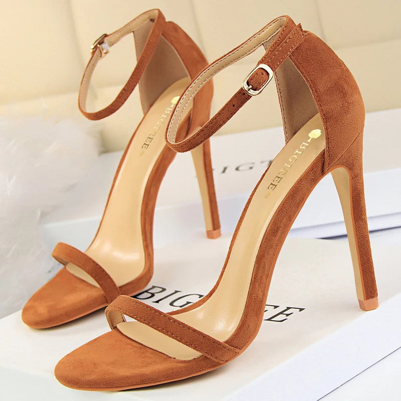 Suede Hollow High Heel Stiletto Sandals for Women