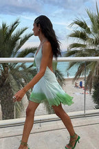 Sleeveless Mini Dress with Straps and High Waist