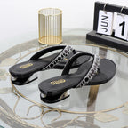 Clip Toe Low Heel Rhinestone Women's Slippers for Summer Wear