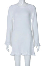 Lace-Up Long Sleeve Mini Dress with High Waist