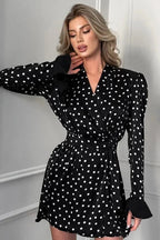 Lace Up Puff Sleeve A-Line Mini Dress