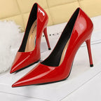 Red Patent Leather Pointed Toe High Heel Office Pumps