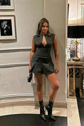 V-Neck Sleeveless Mini Dress