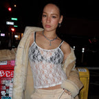 See Through Lace Party White Cami Top