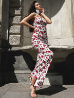 New Fashion Sleeveless Bodycon Floral Dresses High Street Sexy Woman Clothes Spaghetti Strap Slim Vacation Party Long Dress