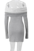 Off-Shoulder Long Sleeve Backless Mini Dress
