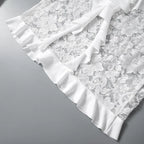 Long Sleeve Streetwear White Lace Dress For Women Slash Neck Outfits See Through Fashions Vestidos Elegantes Para Mujer Ruffles
