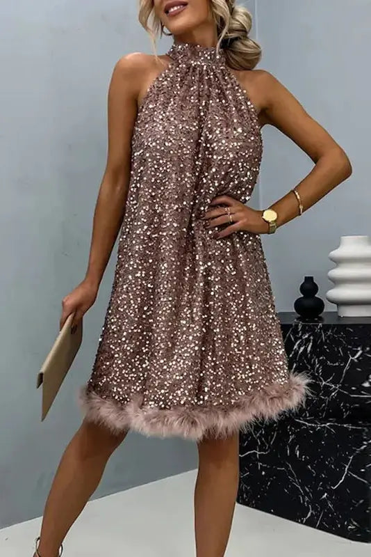 Glitter A-Line Mini Dress
