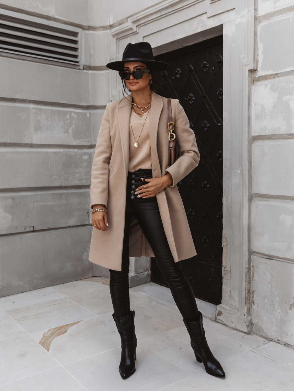 | Women's Double-Breasted Long Coat