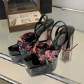 Transparent Thick Bottom Square Toe 14.5CM Sandals for Women