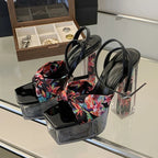Transparent Thick Bottom Square Toe 14.5CM Sandals for Women