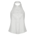 POLO Lapel Buttons Shirt Vest Backless Lacing Women's Clothing Halter Solid Tops For Female Versatile 2024 Summer Clothes
