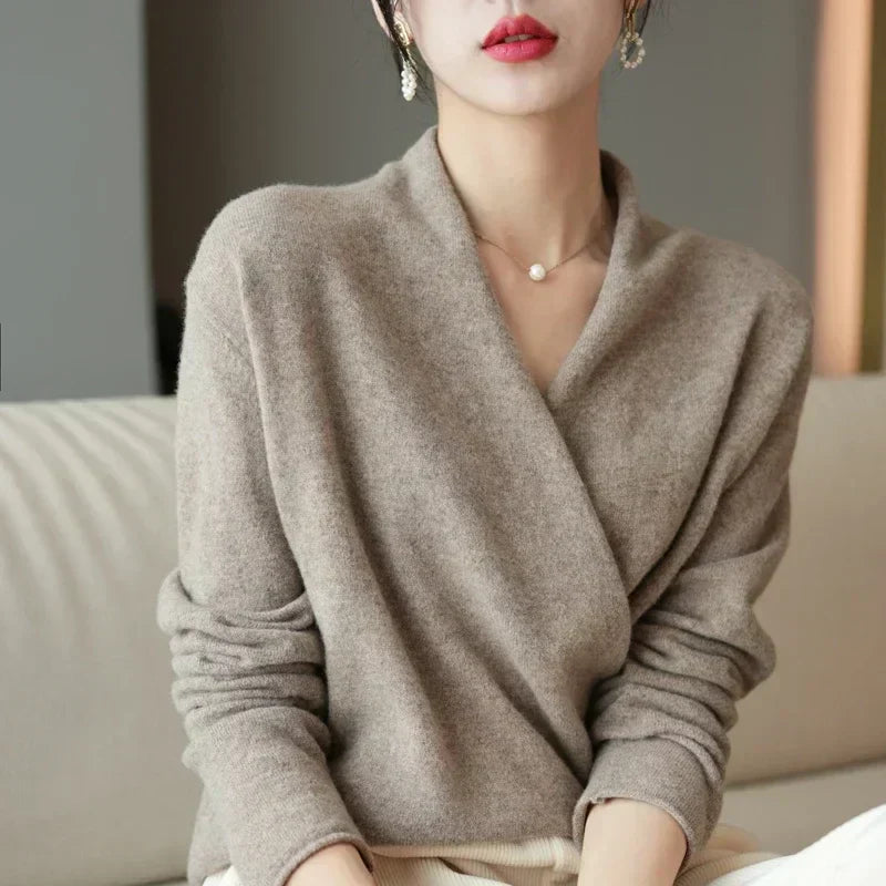 | Women's Winter Wrap V Neck Knit Sweater