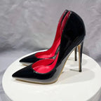 Black Women Side Open Pointy Toe High Heel Shoes