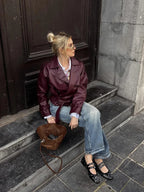 Anabella - Straight Belted Leather Jacket