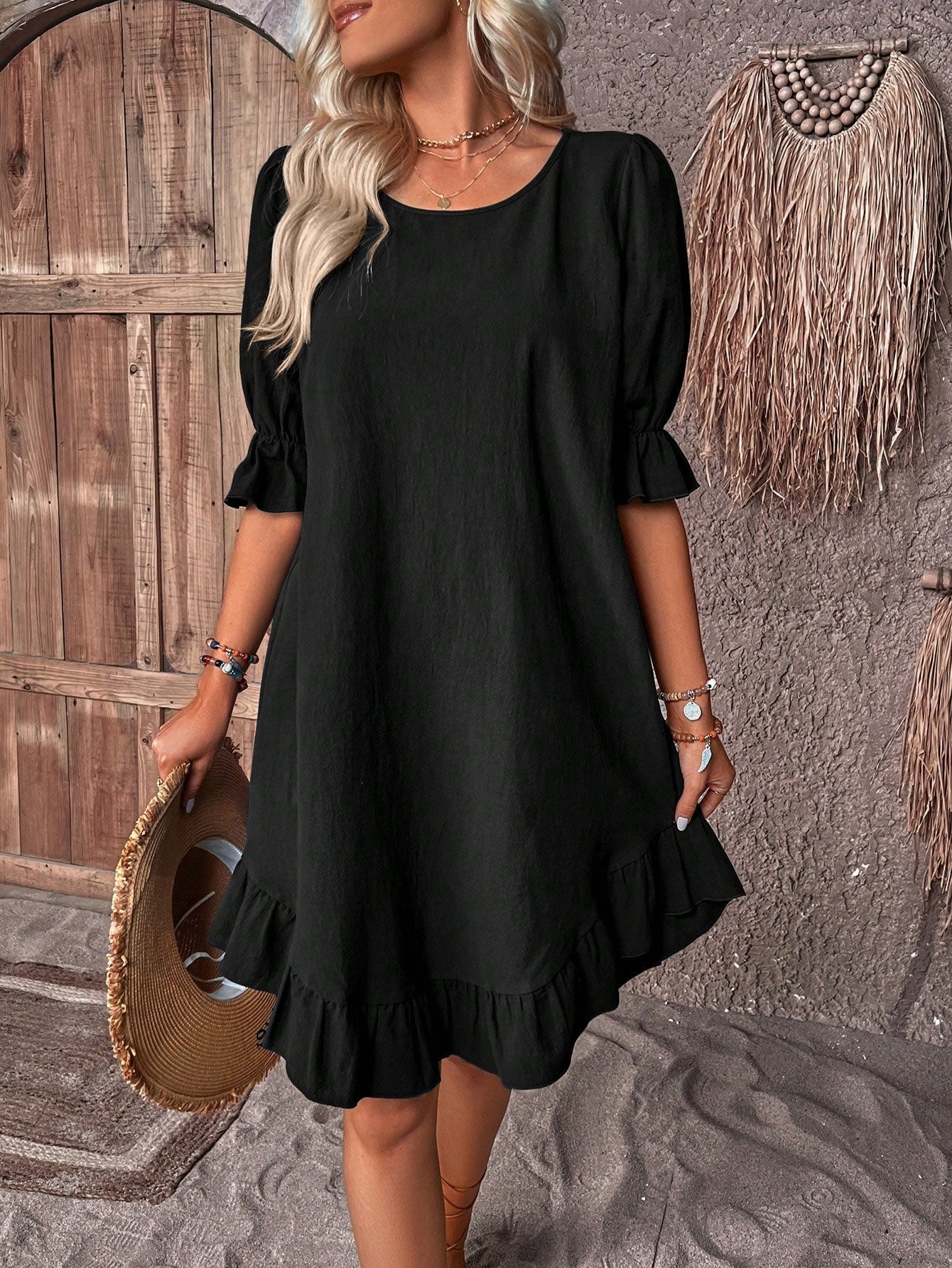 Ambra Premium Summer Dress with Ruffles Evening Wear Edit