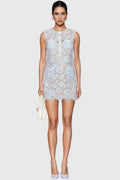 Emely Blue Sleeveless Lace Mini Dress