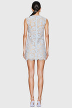 Emely Blue Sleeveless Lace Mini Dress
