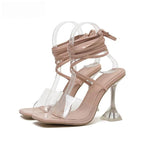 Transparent PVC Sandals Women Summer Wedding Crystal High Heels