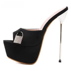 Crystal Nightclub Wedding Women's Slippers Sexy Platform Thin High Heels