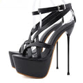 Ankle Buckle Strap Open Toe Women Sandals Stiletto High Heels for Party Platform Club