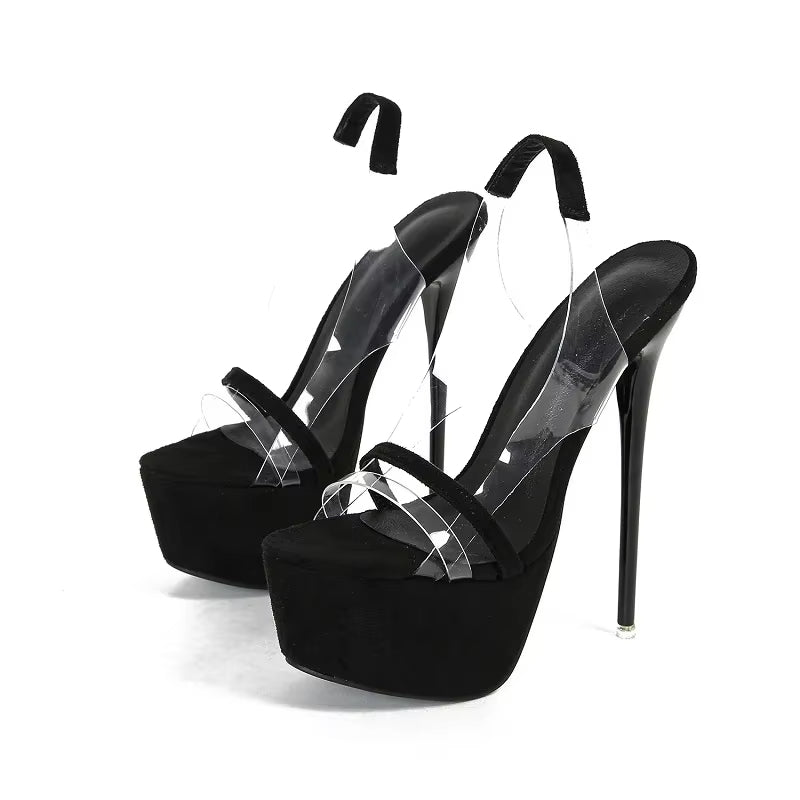 PVC Transparent Platform High Heels Women Sandals for Summer