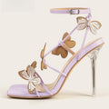 Crystal High Heels Sandals Women Summer Party Prom Dress Buckles Purple Pumps