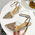 Transparent PVC Women Pumps with Sexy String Bead Crystal High Heels