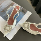 CRYSTAL Women Pumps Shoes with Thin Heels for Summer Fashion