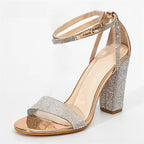 Crystal Women Sandals with Square Heel