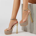 Gold Silver Open Toe Transparent Sandals for Women