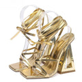 Chic Triangle Thick Heels Gladiator Sandals for Women