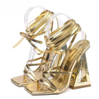 Chic Triangle Thick Heels Gladiator Sandals for Women