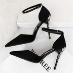 Suede Women Pumps with Metal Heel - High Heels for Luxury Party