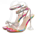 Rhinestone Bowtie Spike Heel Sandals for Women, Sizes 35-42