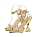 Strappy Summer Wedding Heels with Peep Toe and Ankle Buckle Strap